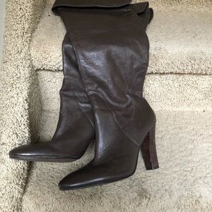 Dark brown leather boots